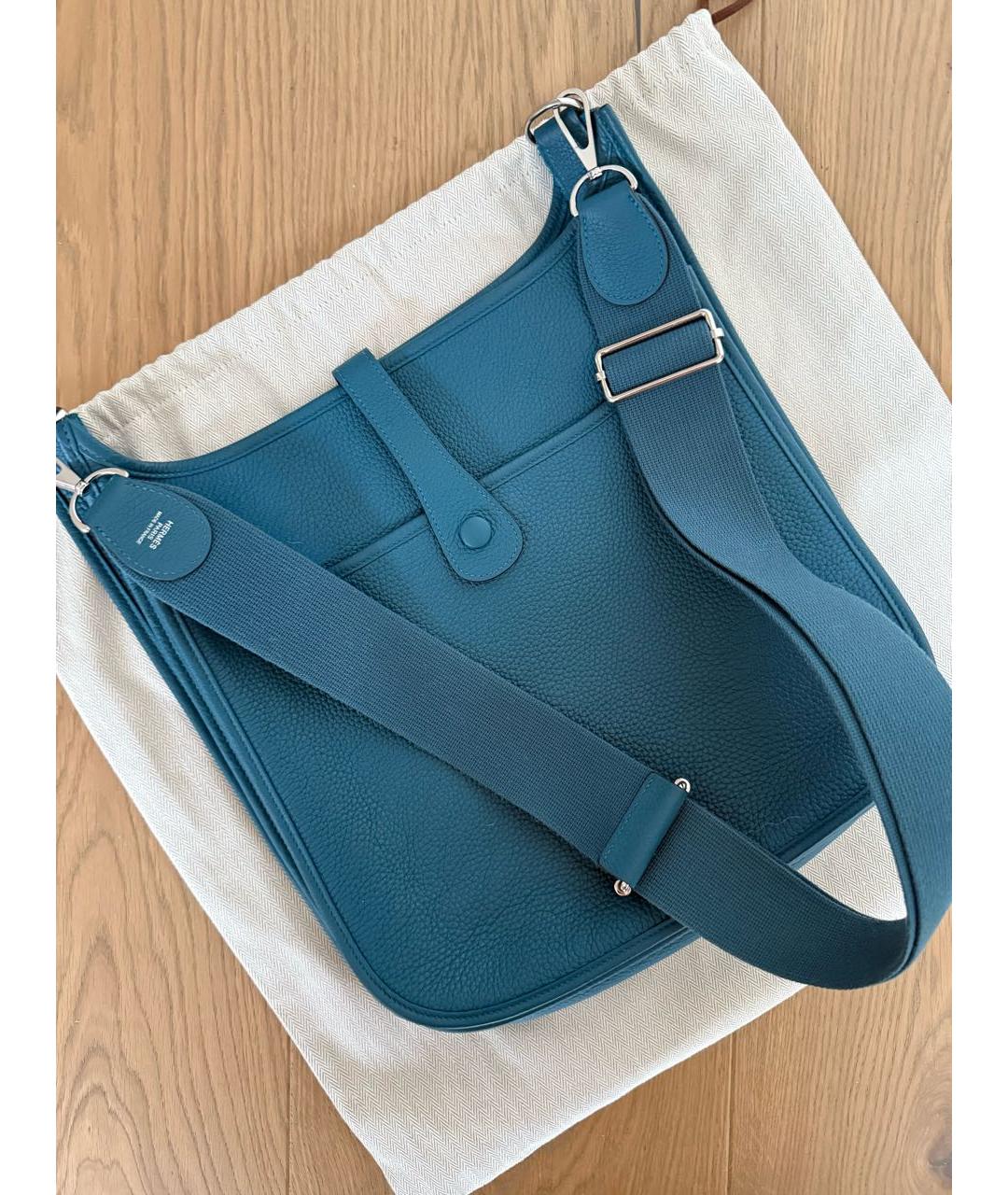 HERMES Синяя кожаная сумка через плечо, фото 4