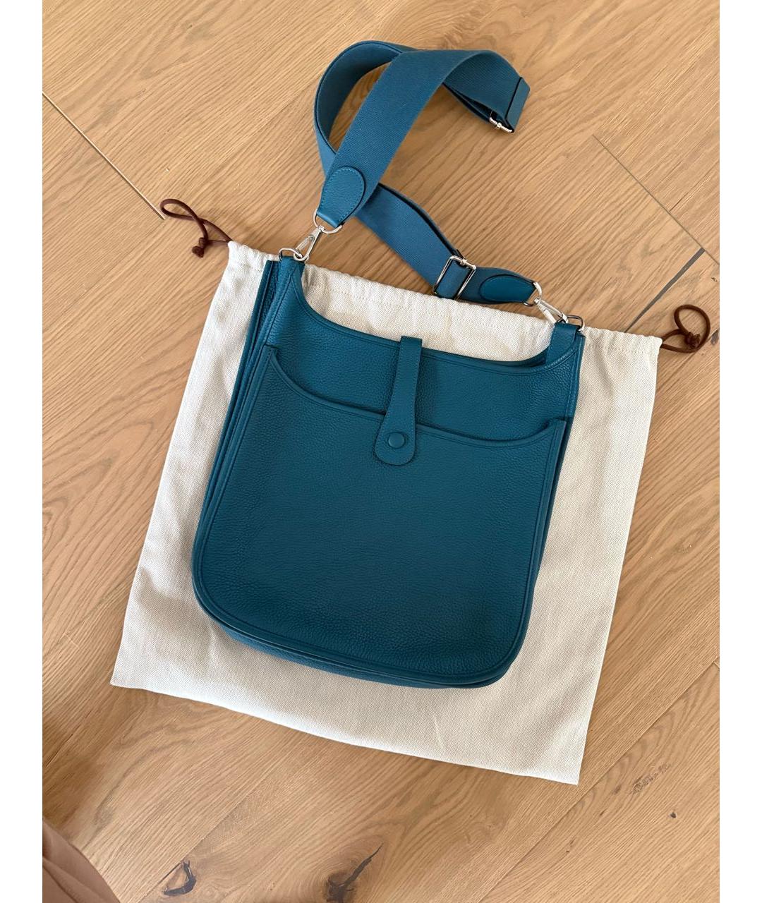 HERMES Синяя кожаная сумка через плечо, фото 2