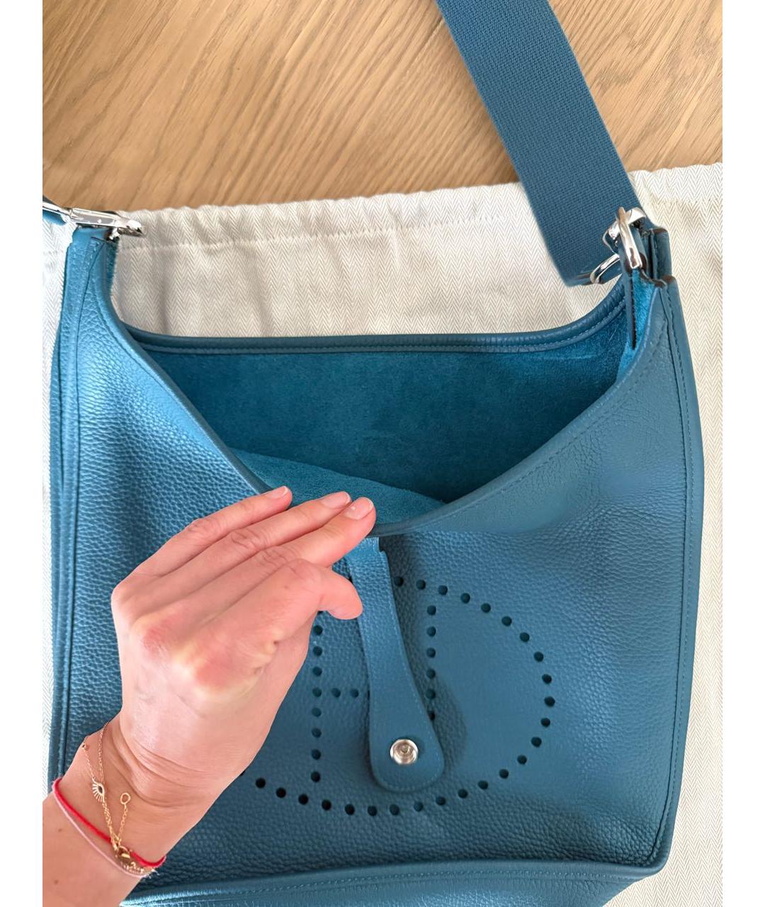 HERMES Синяя кожаная сумка через плечо, фото 3