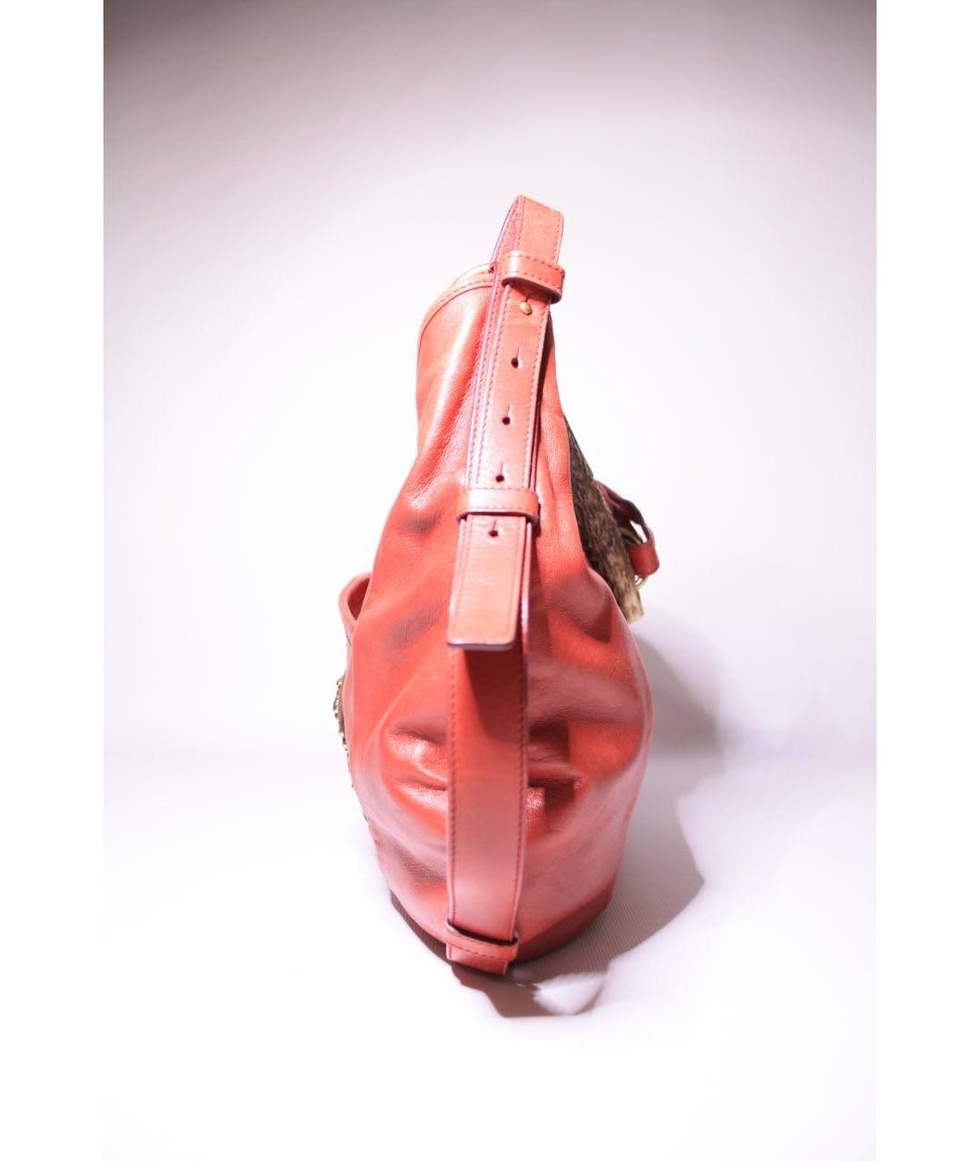 SAINT LAURENT Бордовая кожаная сумка с короткими ручками, фото 6