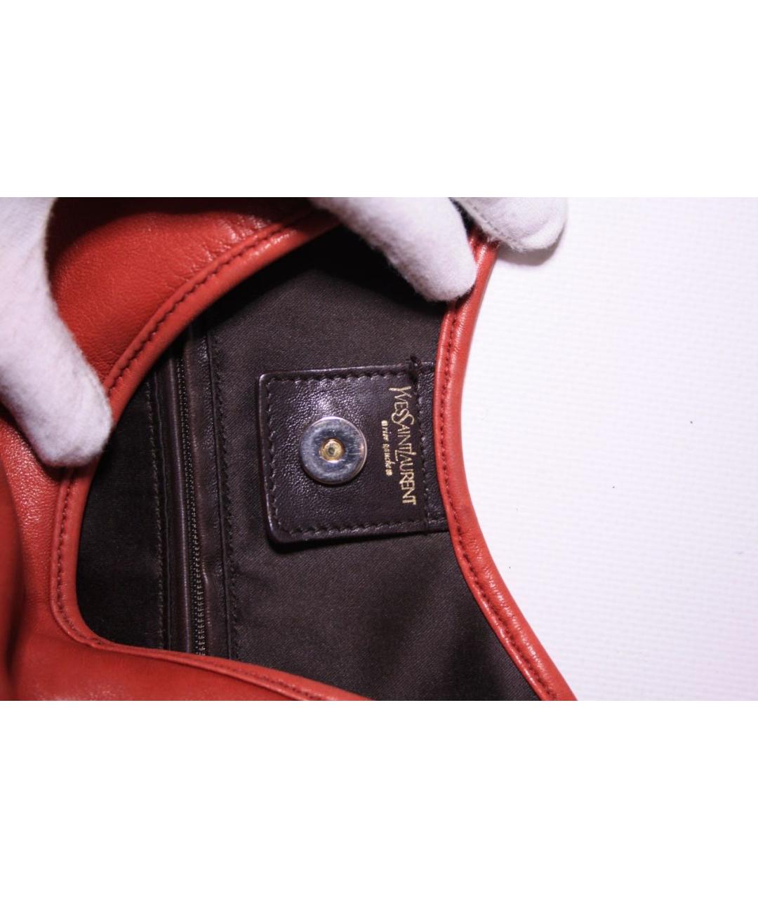 SAINT LAURENT Бордовая кожаная сумка с короткими ручками, фото 4