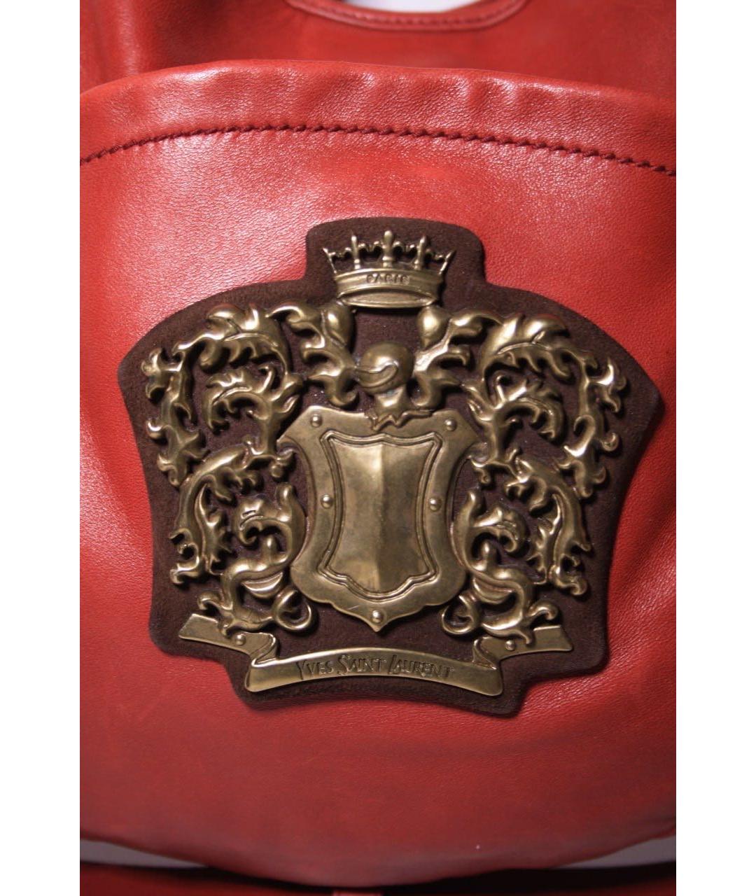 SAINT LAURENT Бордовая кожаная сумка с короткими ручками, фото 7