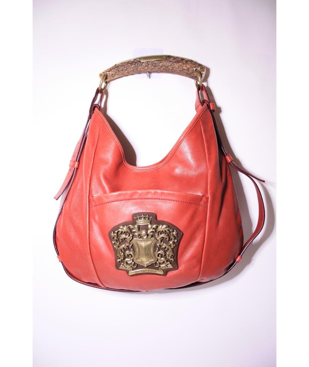 SAINT LAURENT Бордовая кожаная сумка с короткими ручками, фото 8