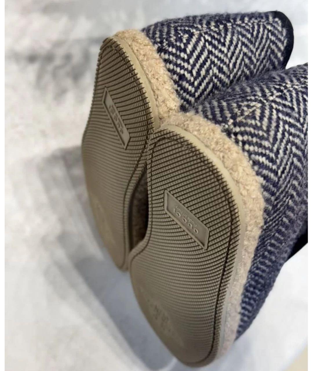 GUCCI Серые текстильные лоферы, фото 4