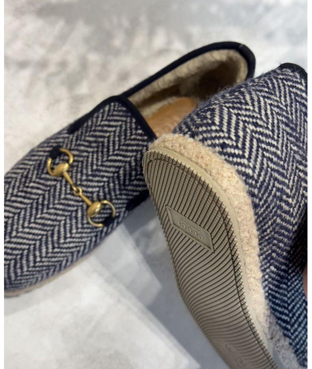 GUCCI Серые текстильные лоферы, фото 2