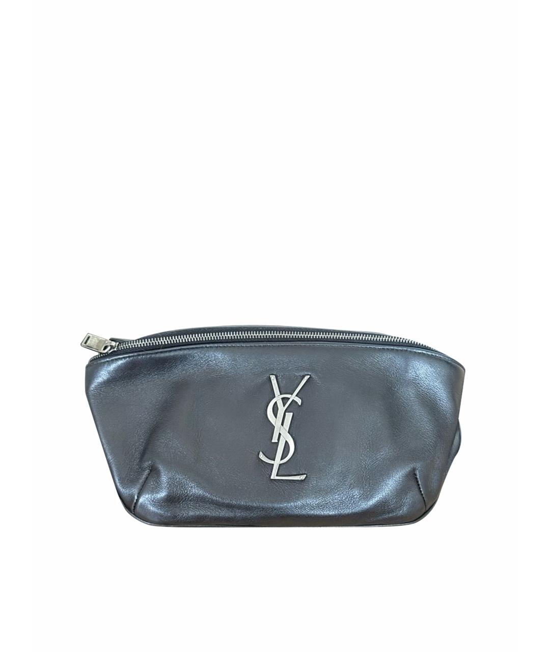 SAINT LAURENT Черная кожаная поясная сумка, фото 1