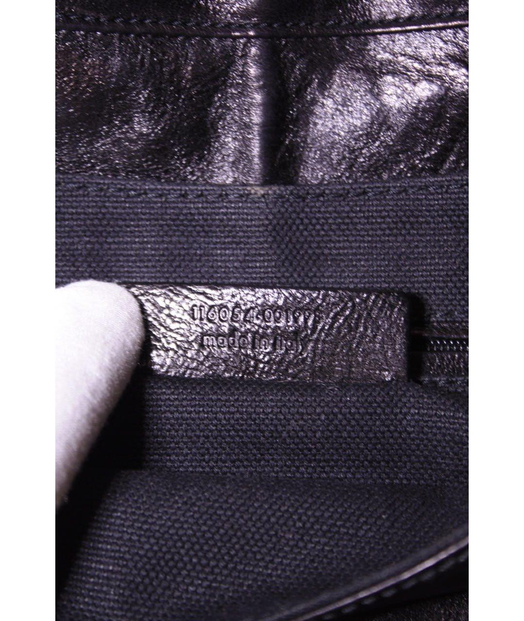 SAINT LAURENT Черная кожаная сумка тоут, фото 8