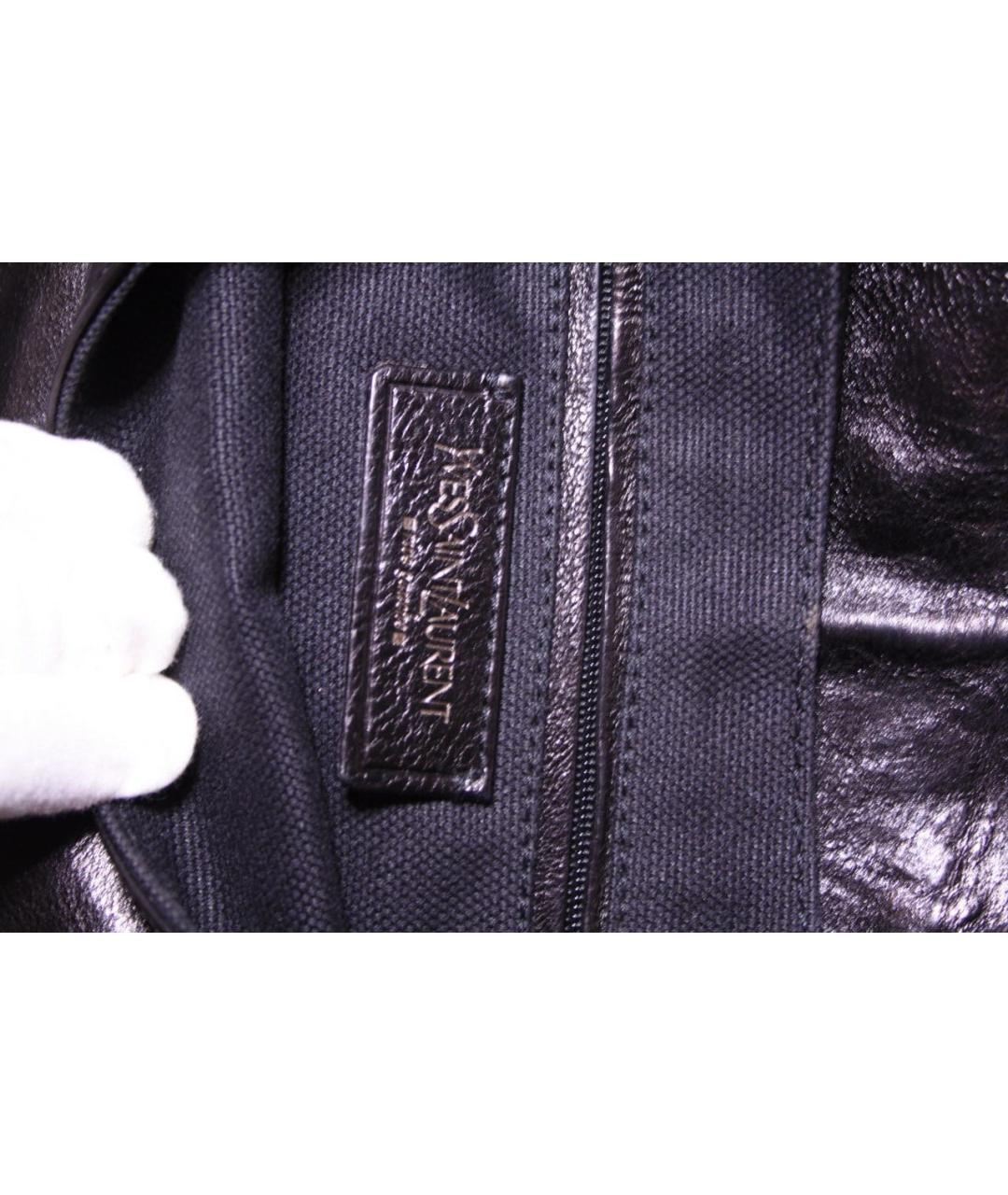 SAINT LAURENT Черная кожаная сумка тоут, фото 7