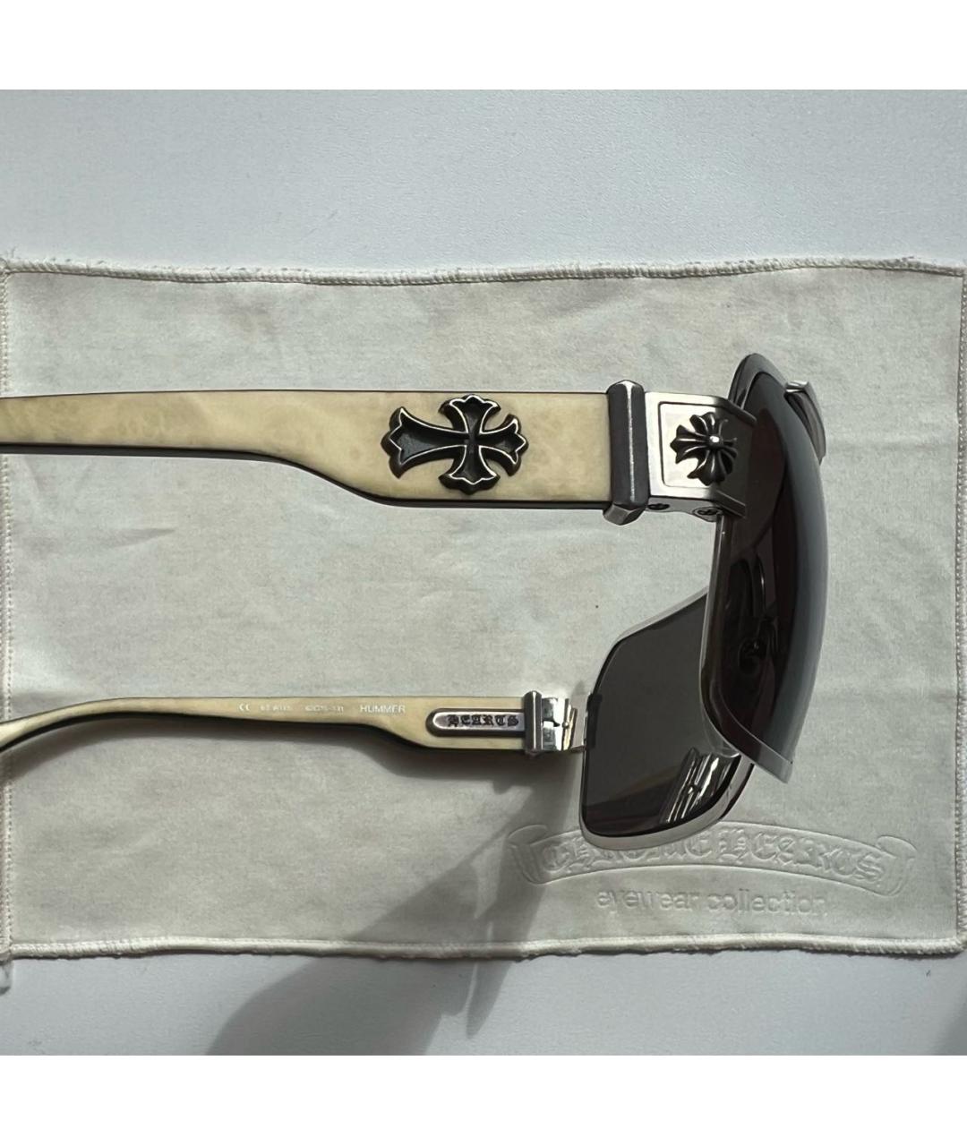 CHROME HEARTS Бежевые металлические солнцезащитные очки, фото 3