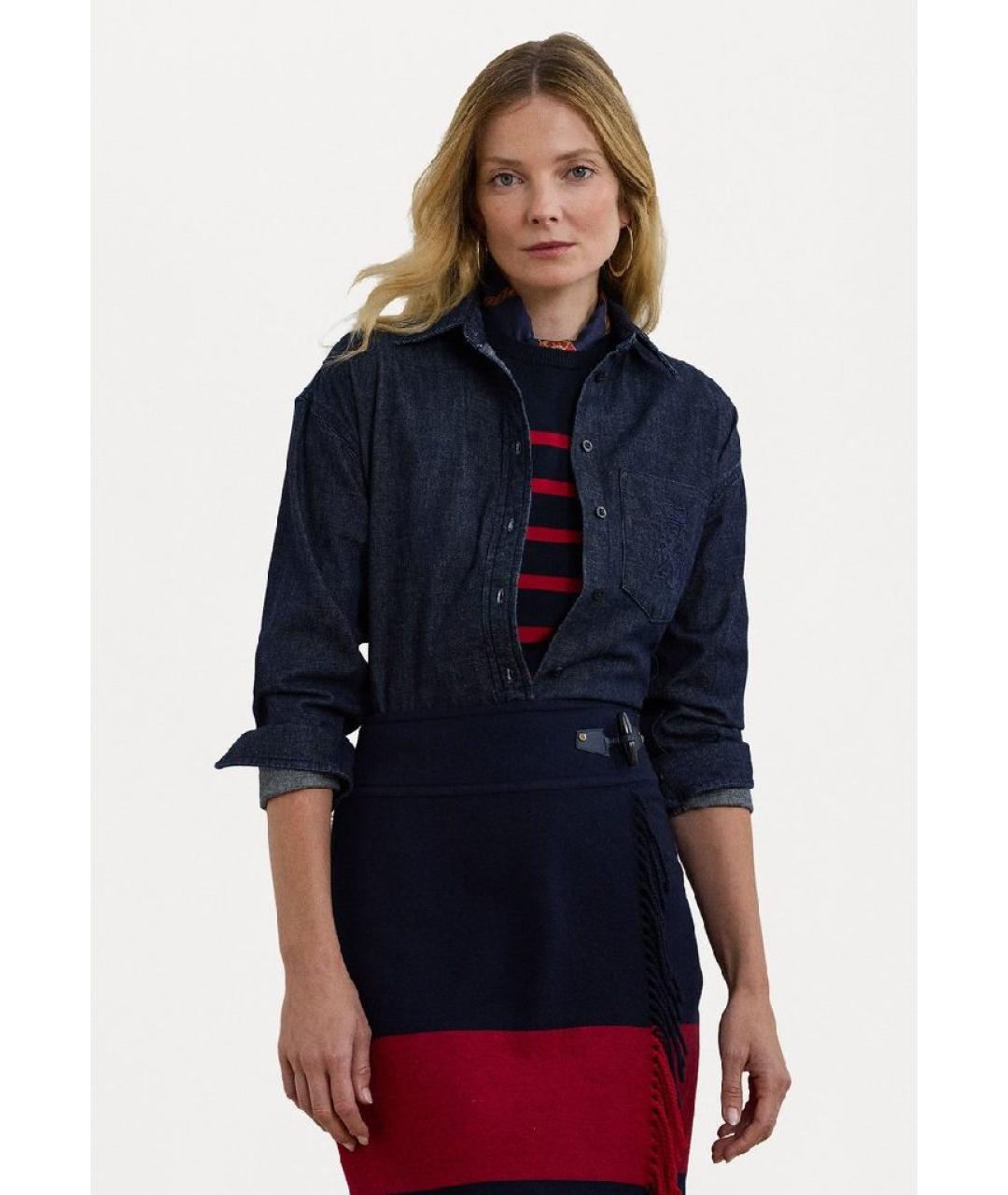 RALPH LAUREN Темно-синяя деним рубашка, фото 5