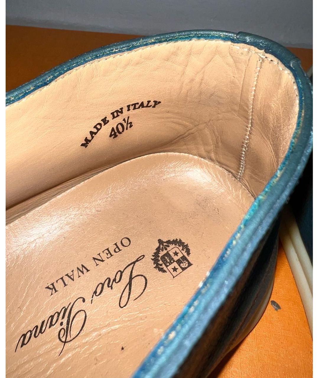 LORO PIANA Зеленые кожаные лоферы, фото 4