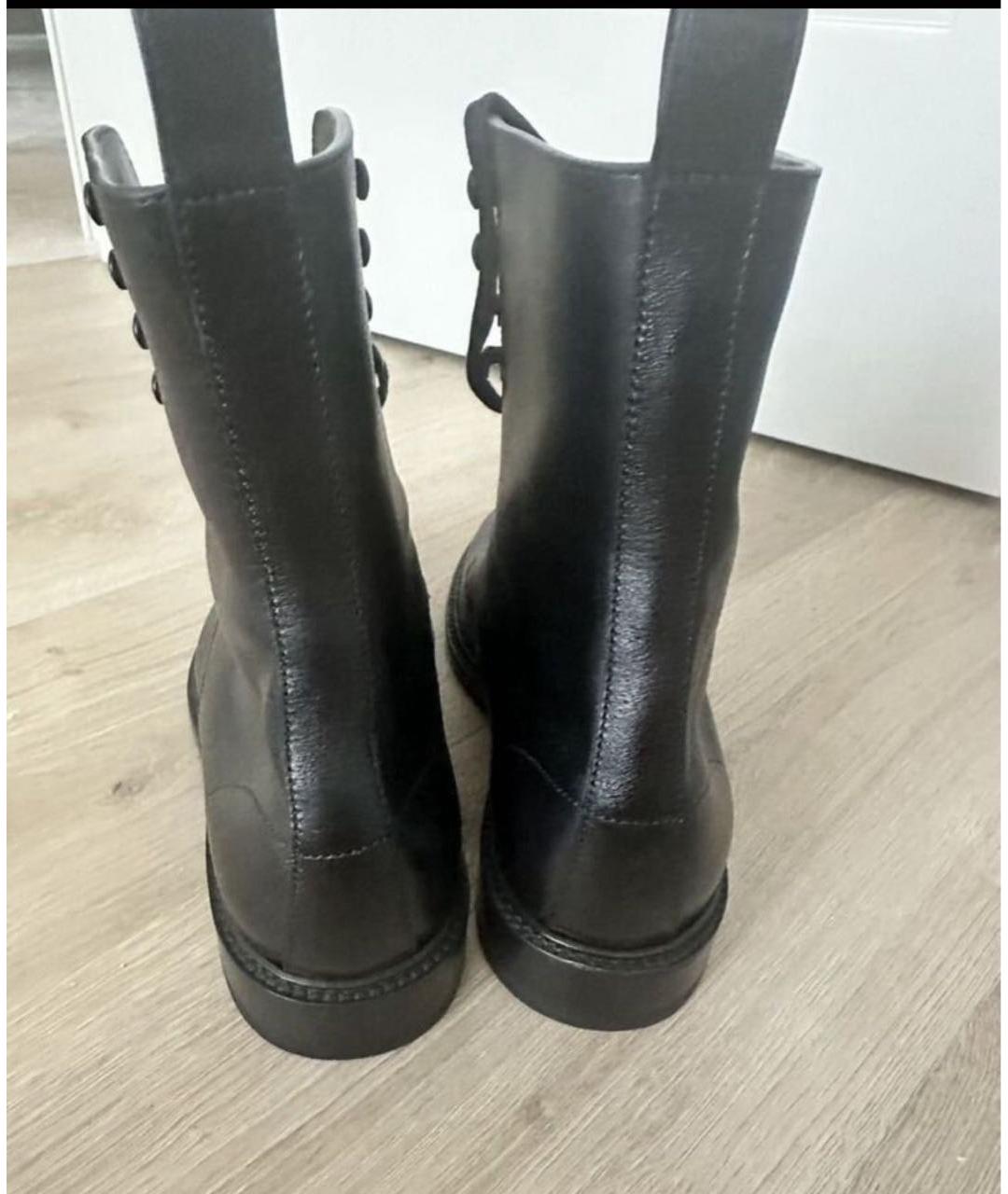 SAINT LAURENT Черные кожаные ботинки, фото 4