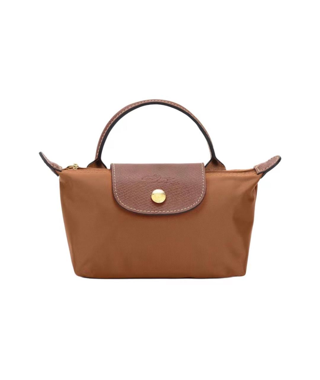 LONGCHAMP Коричневая тканевая сумка с короткими ручками, фото 2