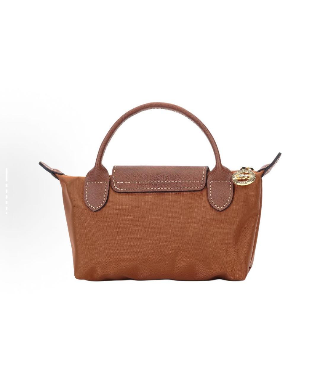 LONGCHAMP Коричневая тканевая сумка с короткими ручками, фото 6