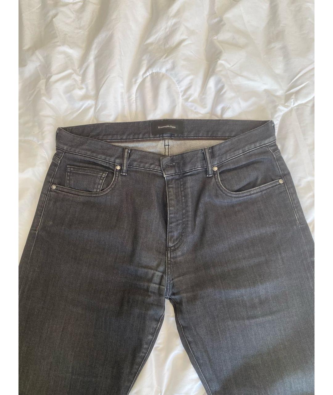 ERMENEGILDO ZEGNA XXX Черные хлопко-эластановые прямые джинсы, фото 3