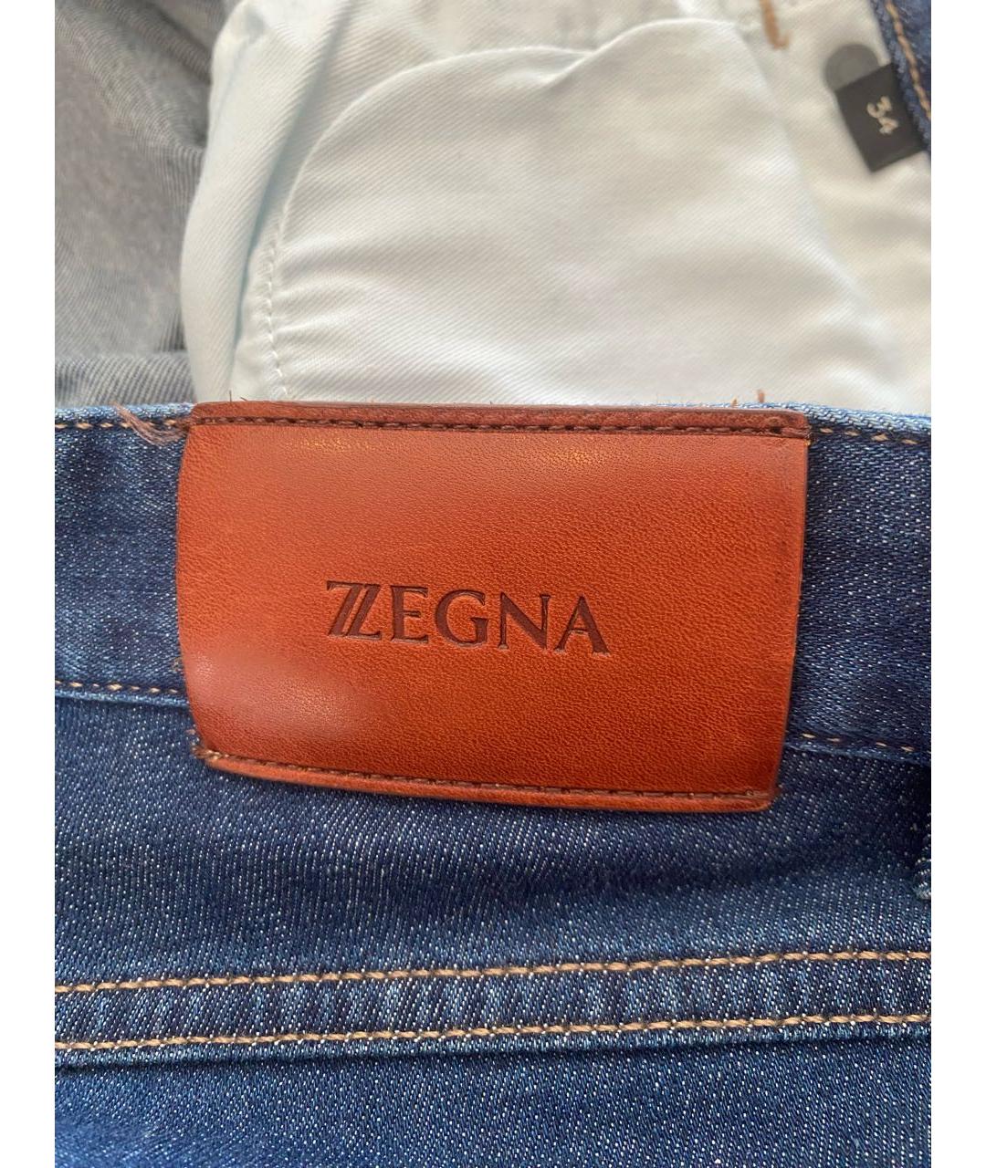 ZZEGNA Темно-синие хлопко-эластановые прямые джинсы, фото 8