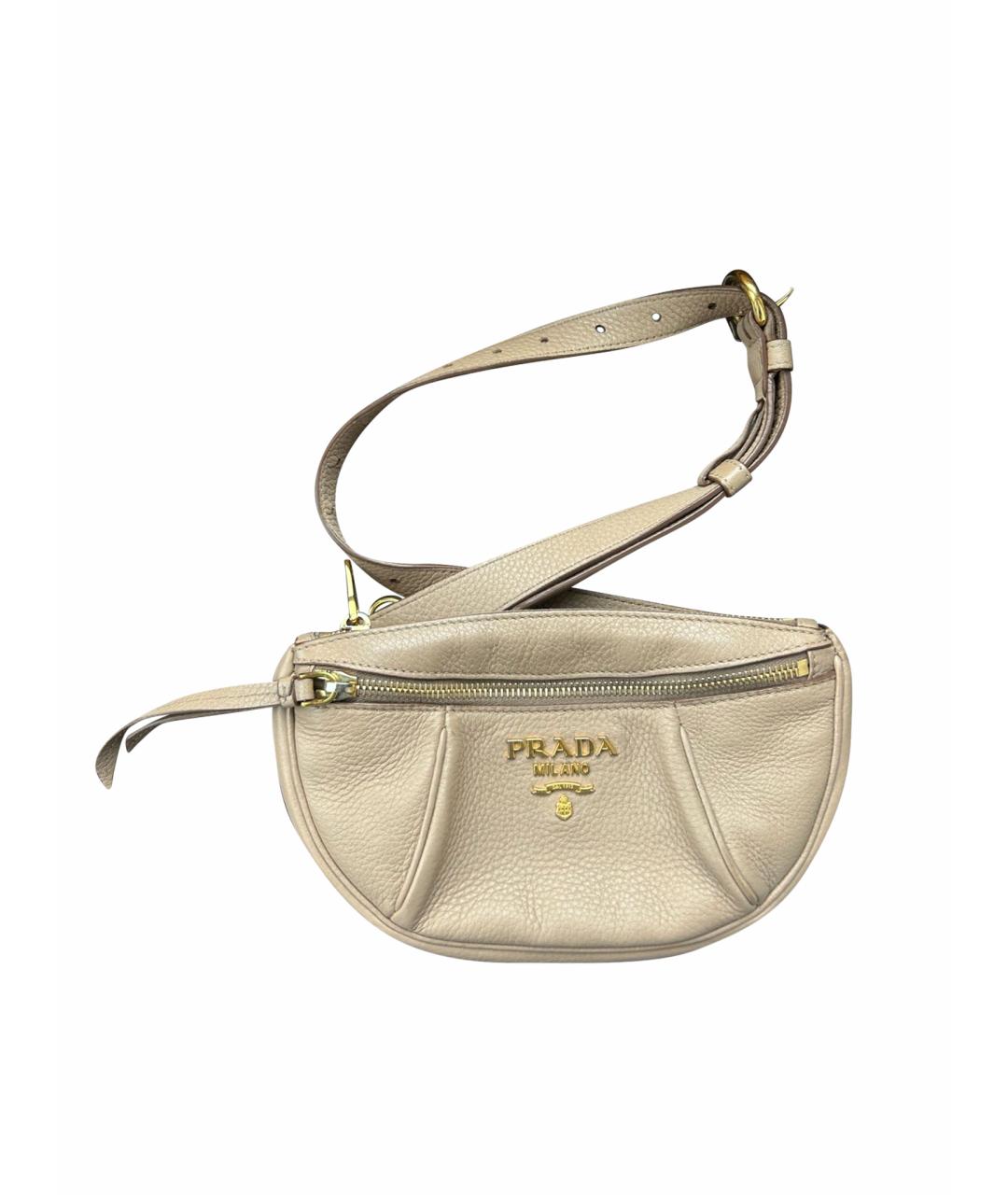 PRADA Бежевая кожаная поясная сумка, фото 1
