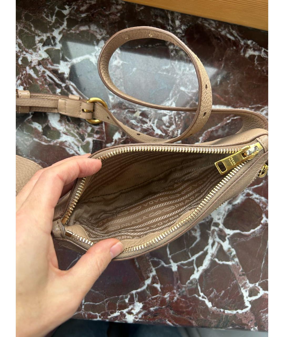 PRADA Бежевая кожаная поясная сумка, фото 3