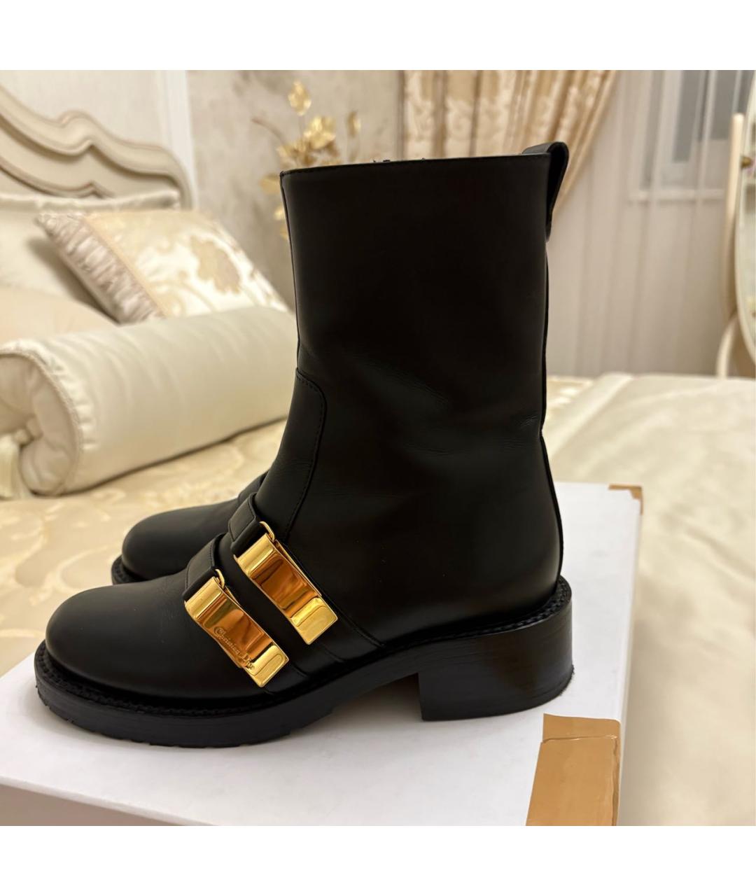 CHRISTIAN DIOR Черные кожаные полусапоги, фото 5