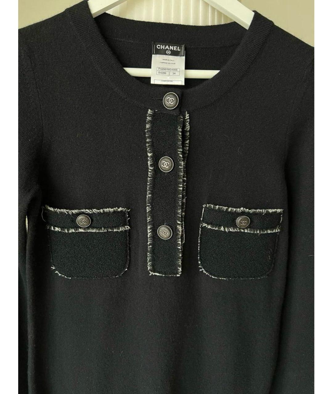 CHANEL Черное кашемировое повседневное платье, фото 4
