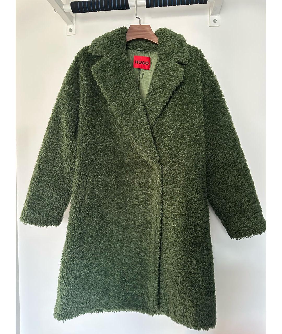 HUGO Зеленые полиэстеровое пальто, фото 7