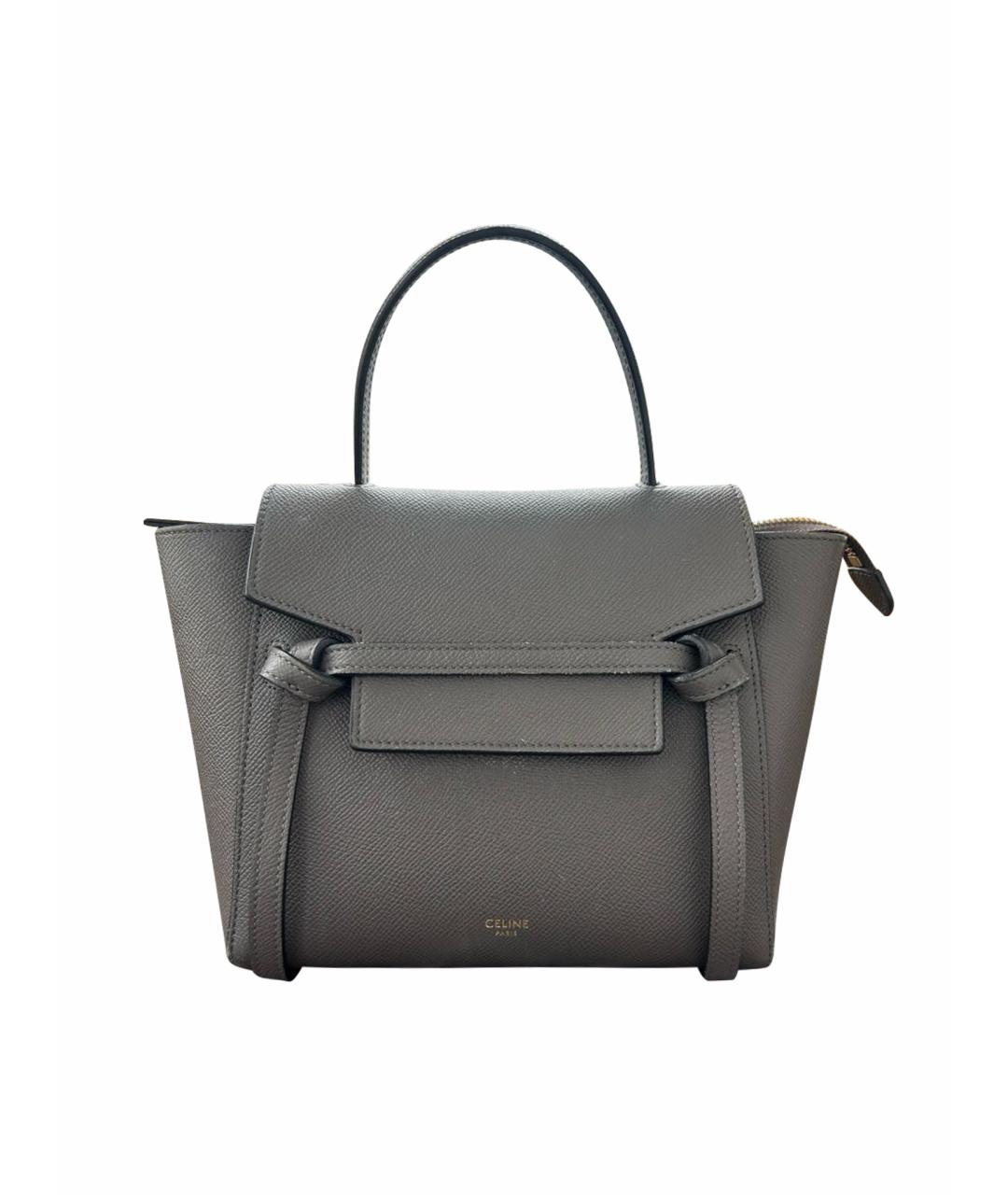 CELINE Серая кожаная сумка с короткими ручками, фото 1