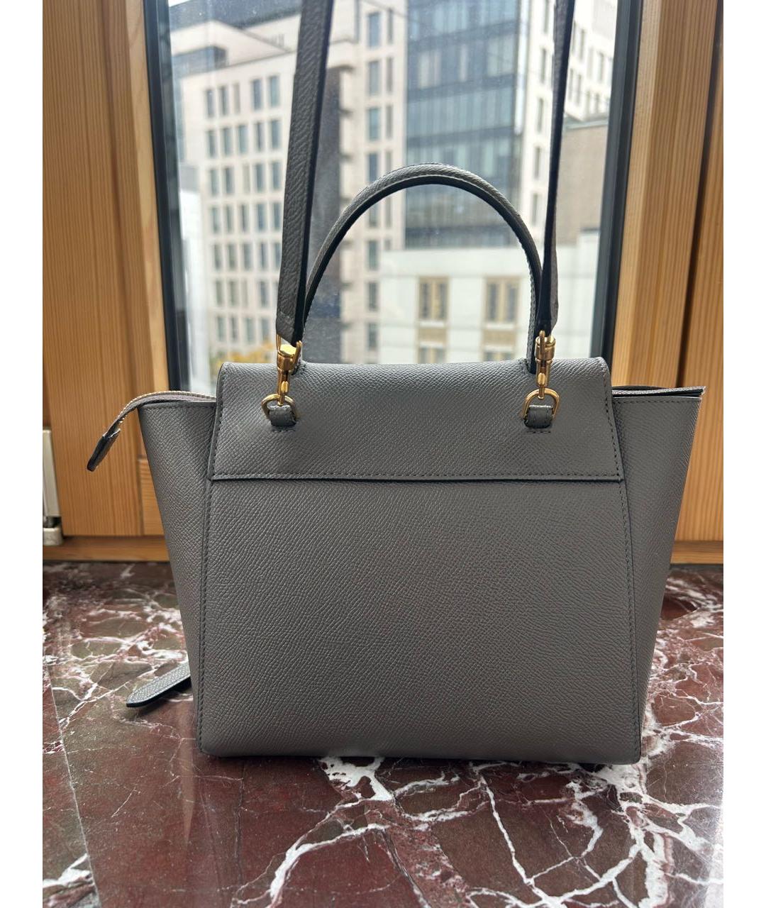 CELINE Серая кожаная сумка с короткими ручками, фото 2