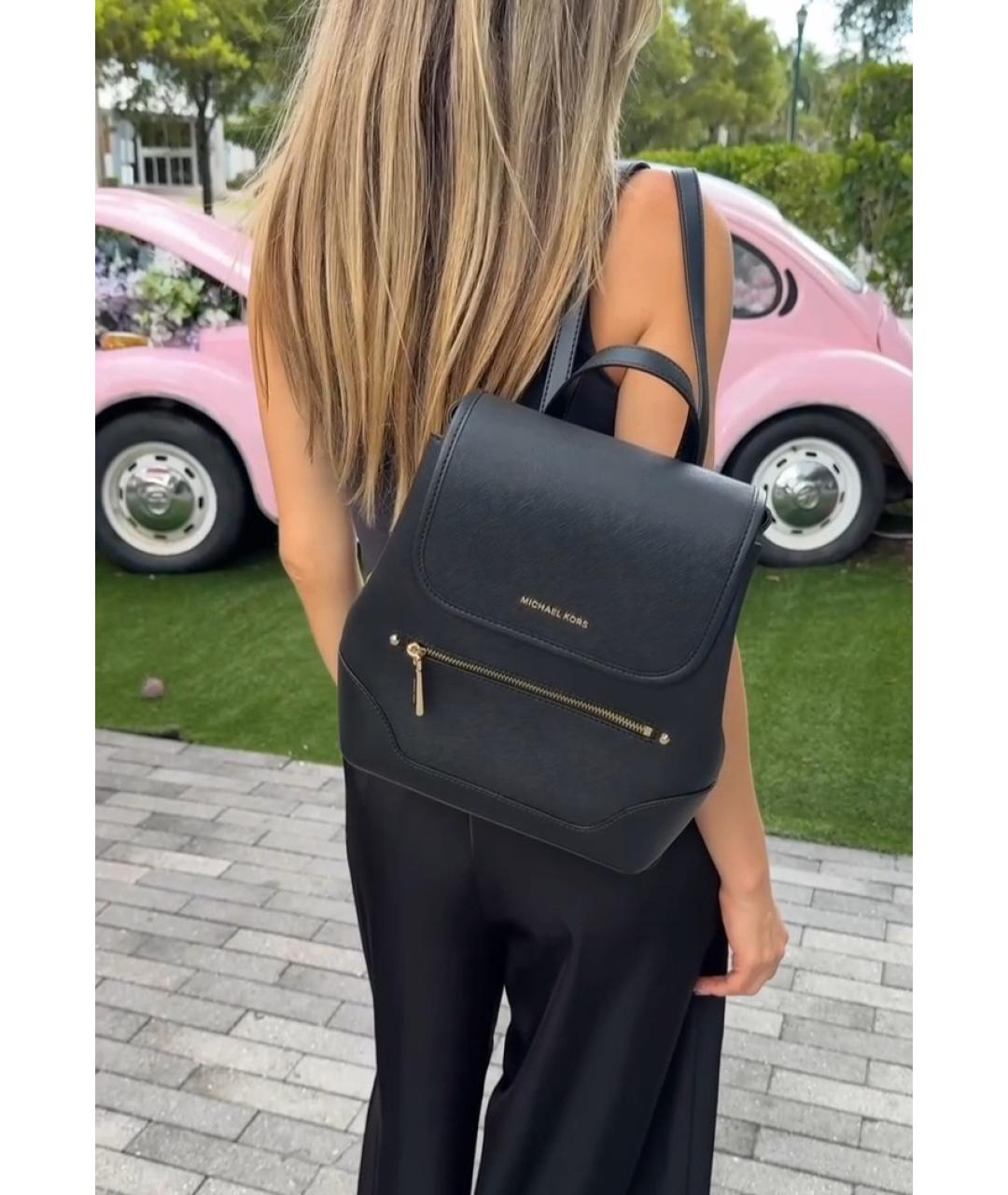 MICHAEL KORS Черный кожаный рюкзак, фото 3