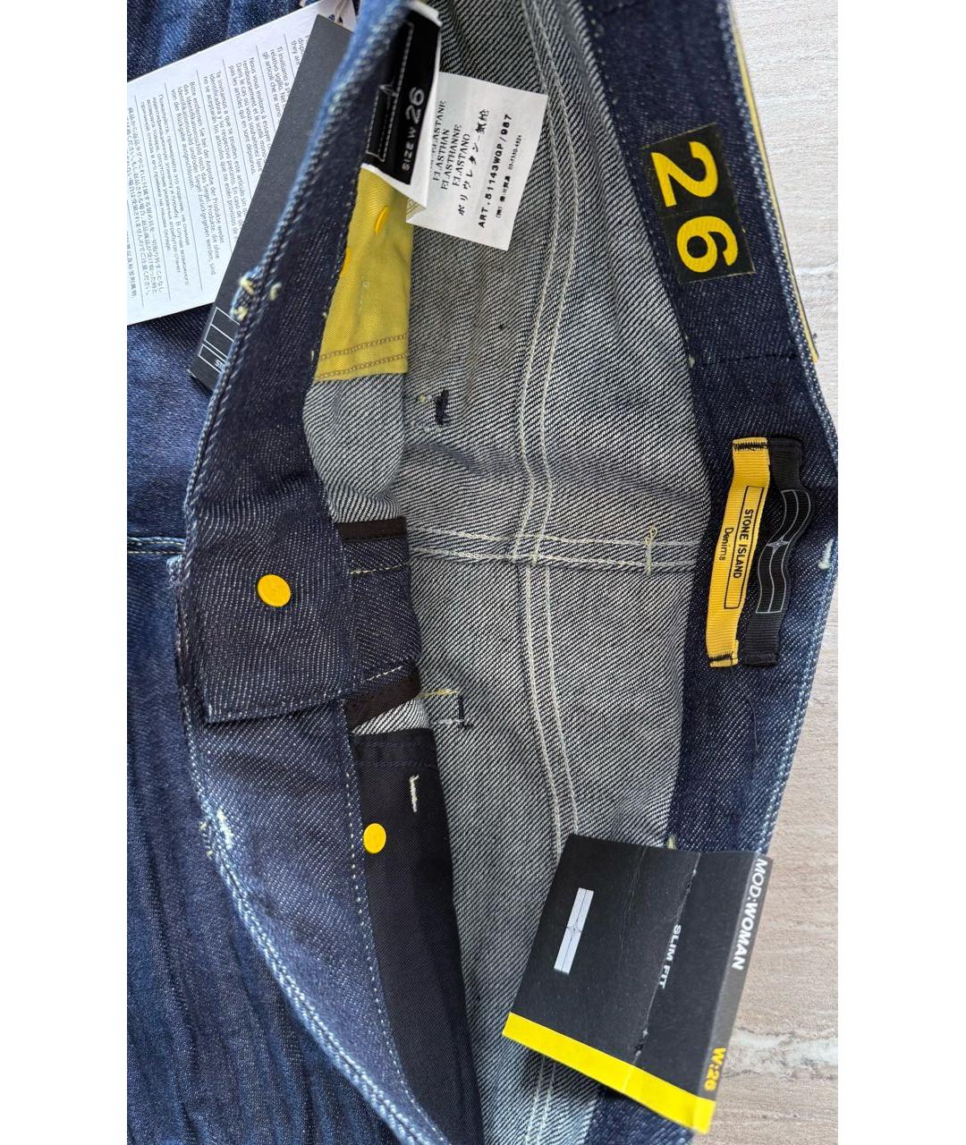 STONE ISLAND Темно-синие хлопковые джинсы скинни, фото 5