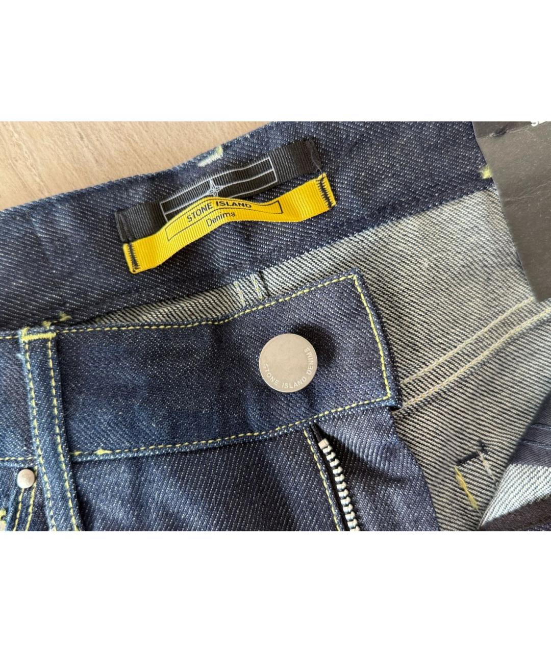 STONE ISLAND Темно-синие хлопковые джинсы скинни, фото 7
