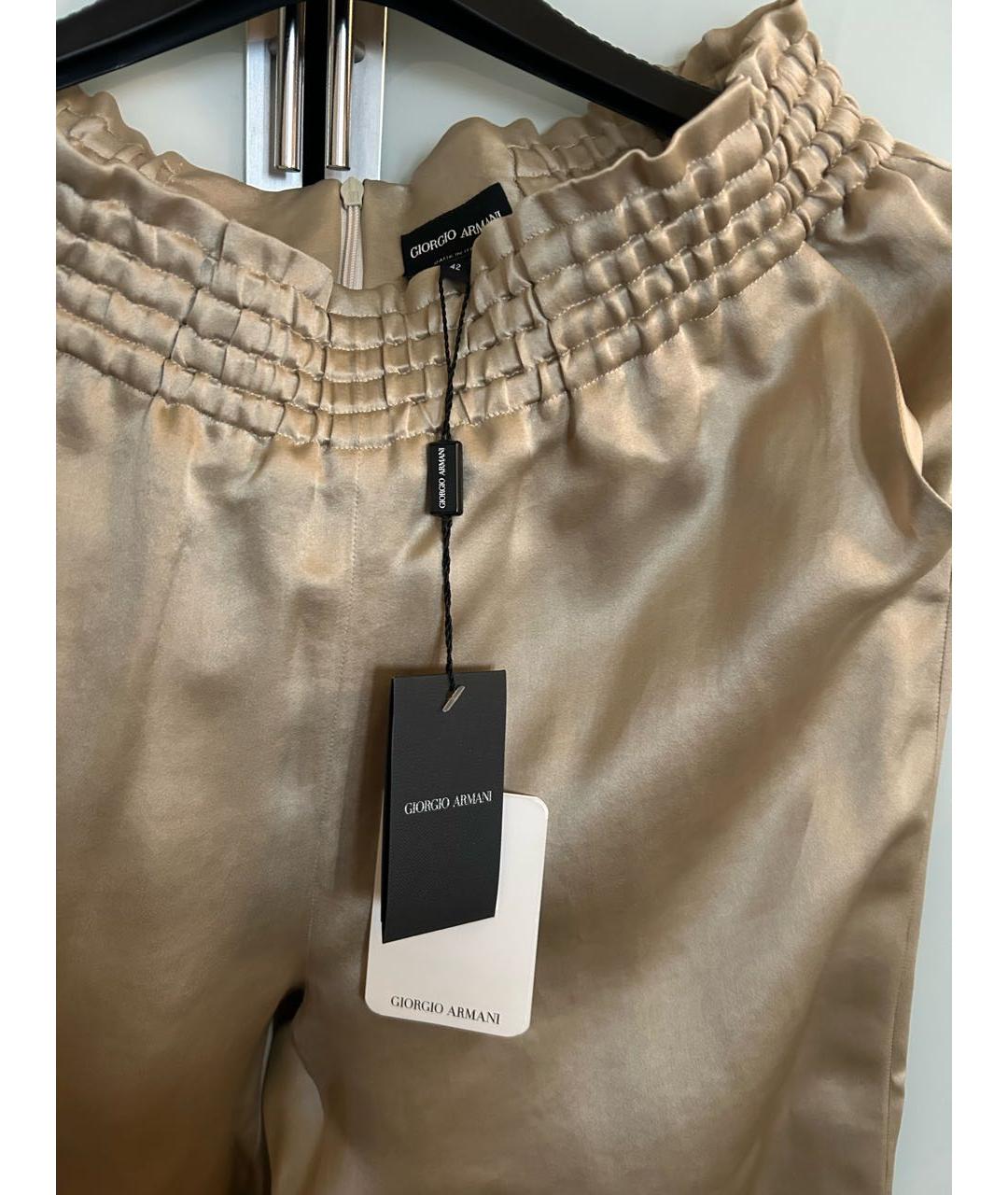 GIORGIO ARMANI Золотые шелковые брюки широкие, фото 4