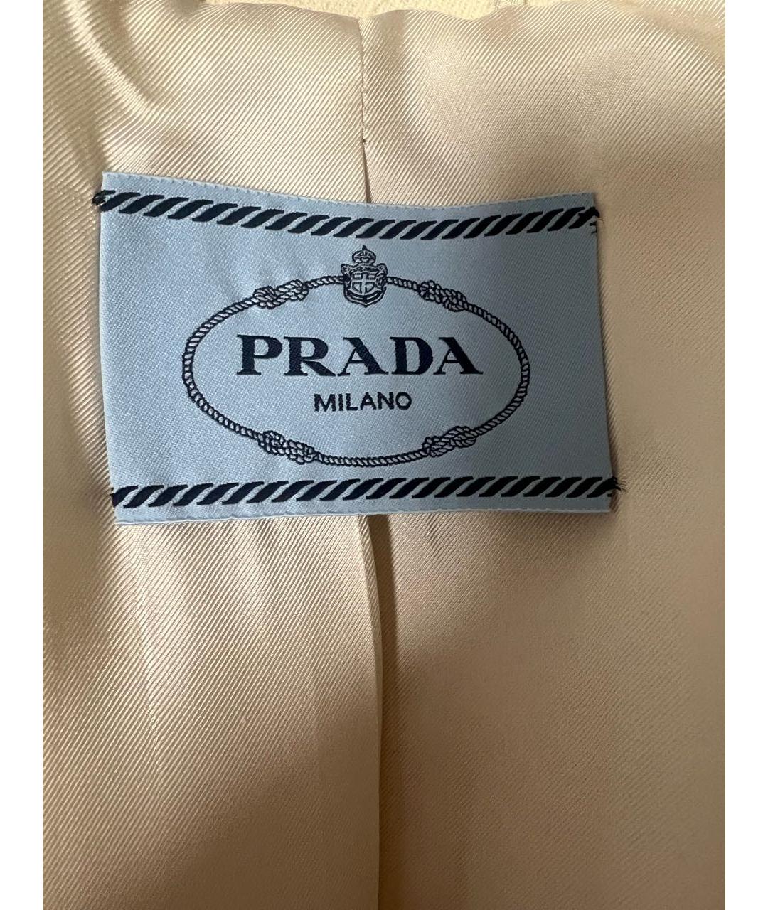 PRADA Белое шерстяное пальто, фото 4