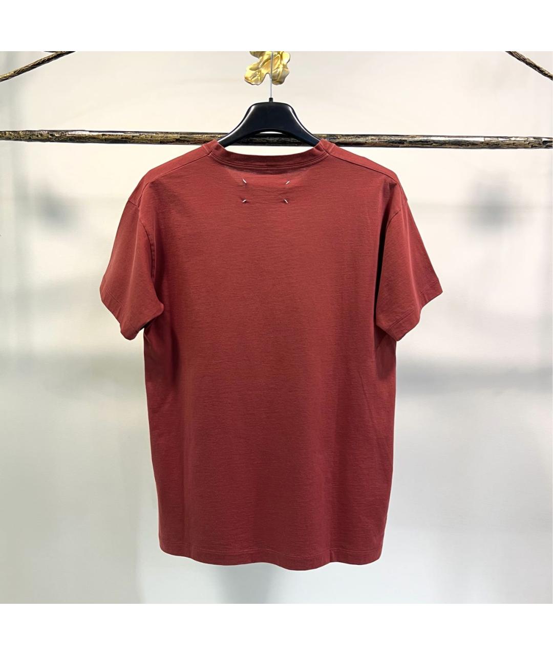 MAISON MARGIELA Бордовая хлопковая футболка, фото 2