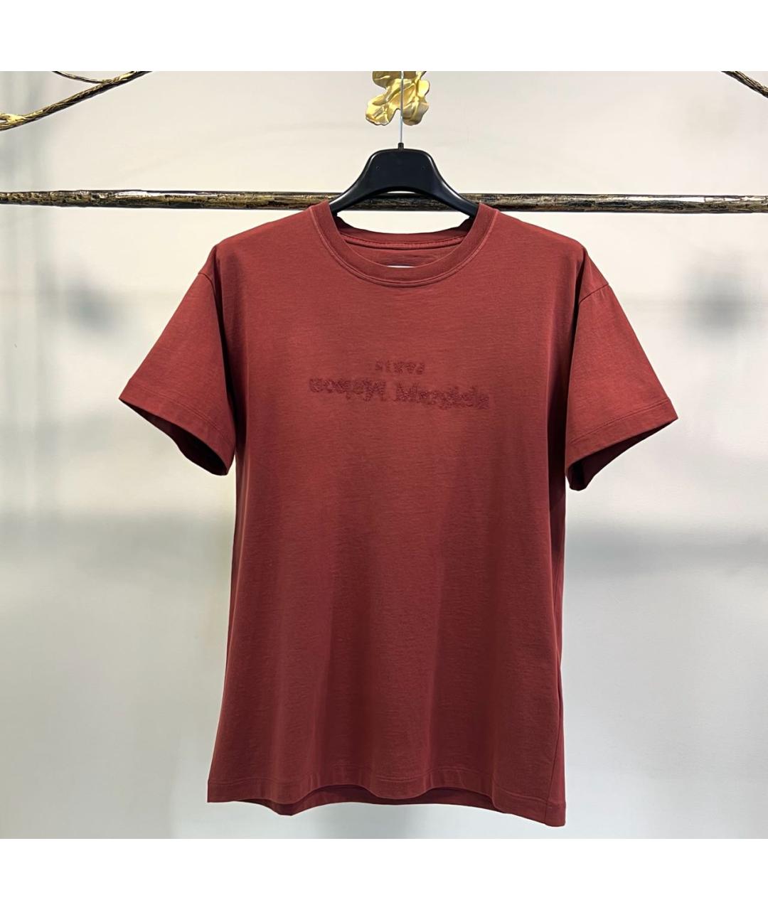 MAISON MARGIELA Бордовая хлопковая футболка, фото 5