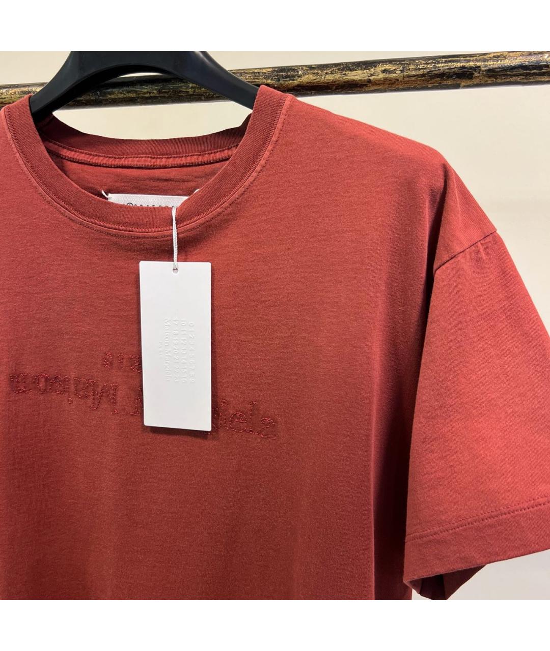 MAISON MARGIELA Бордовая хлопковая футболка, фото 3