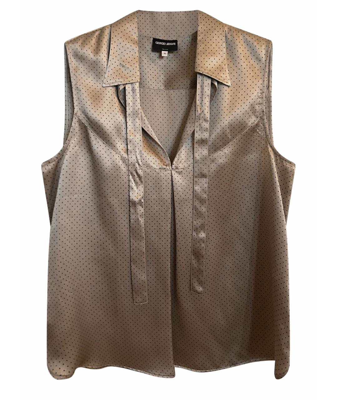 GIORGIO ARMANI Золотая шелковая блузы, фото 1