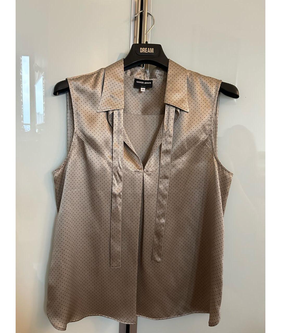 GIORGIO ARMANI Золотая шелковая блузы, фото 4