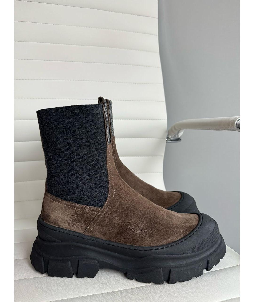 BRUNELLO CUCINELLI Коричневые замшевые полусапоги, фото 8