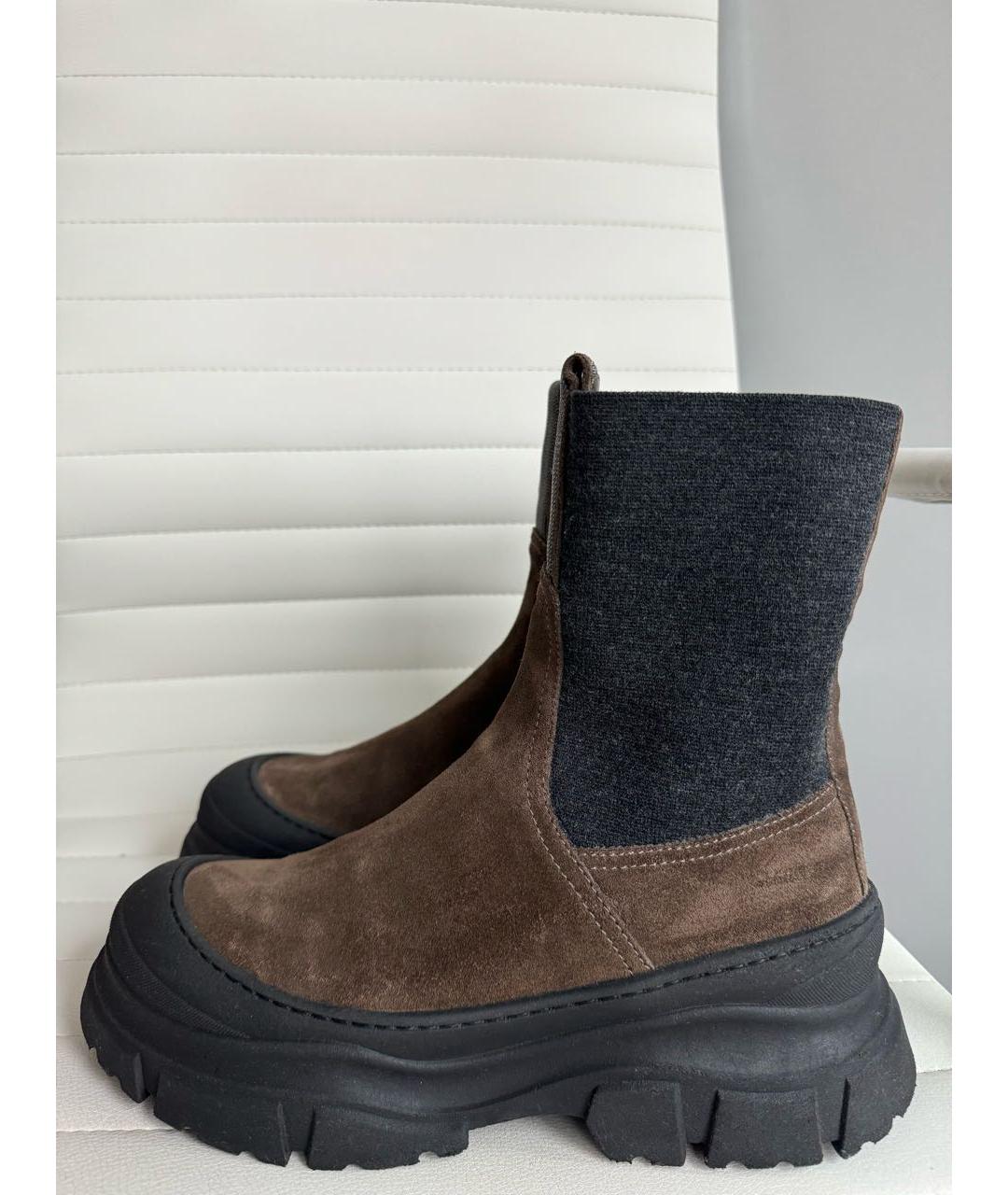 BRUNELLO CUCINELLI Коричневые замшевые полусапоги, фото 2