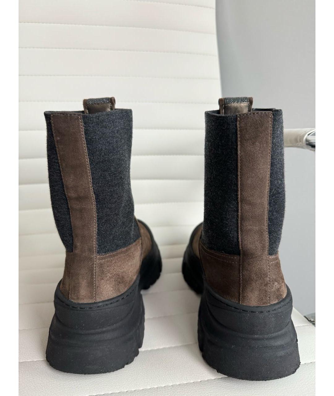 BRUNELLO CUCINELLI Коричневые замшевые полусапоги, фото 3