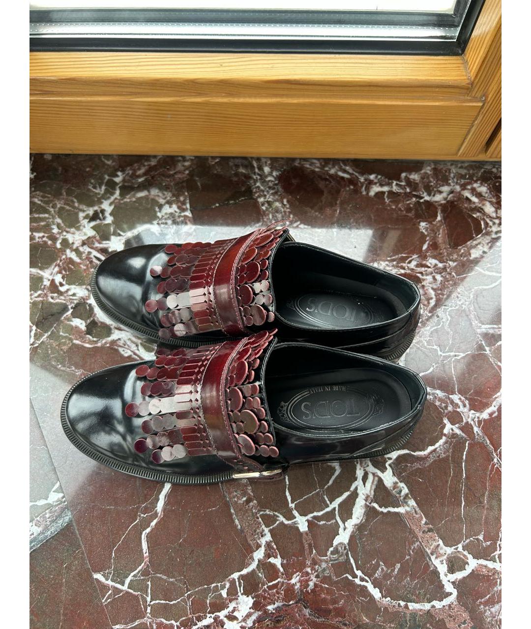 TOD'S Бордовые лоферы из лакированной кожи, фото 4