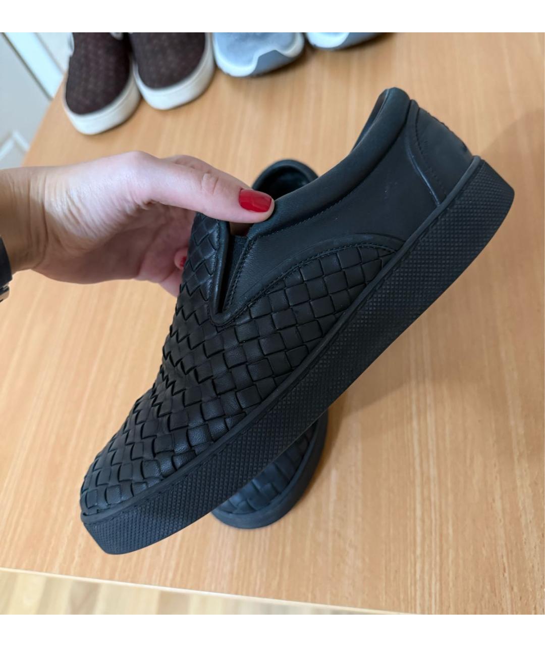 BOTTEGA VENETA Черные кожаные слипоны, фото 4