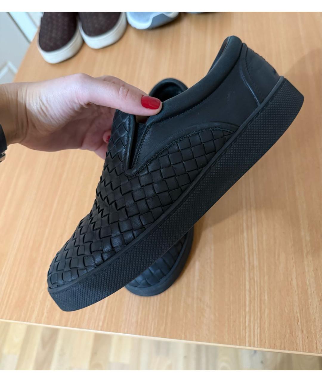 BOTTEGA VENETA Черные кожаные слипоны, фото 6