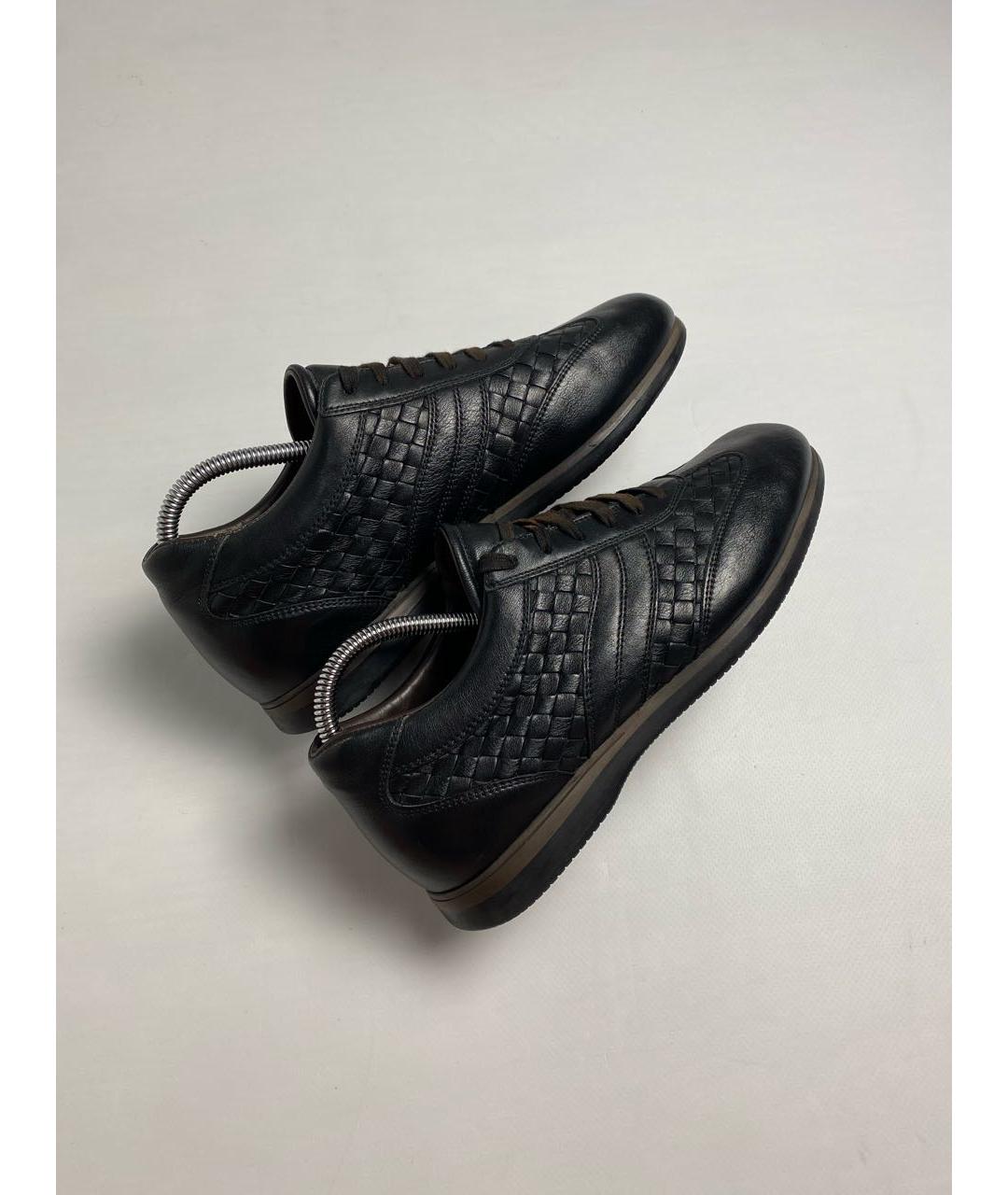 BOTTEGA VENETA Черные кожаные низкие кроссовки / кеды, фото 8