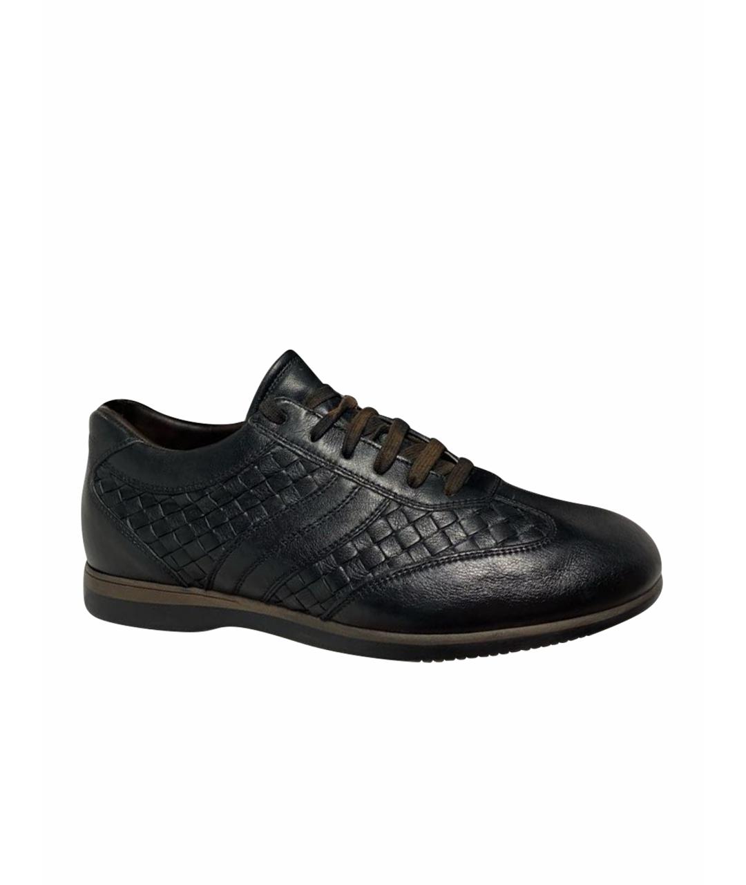 BOTTEGA VENETA Черные кожаные низкие кроссовки / кеды, фото 1