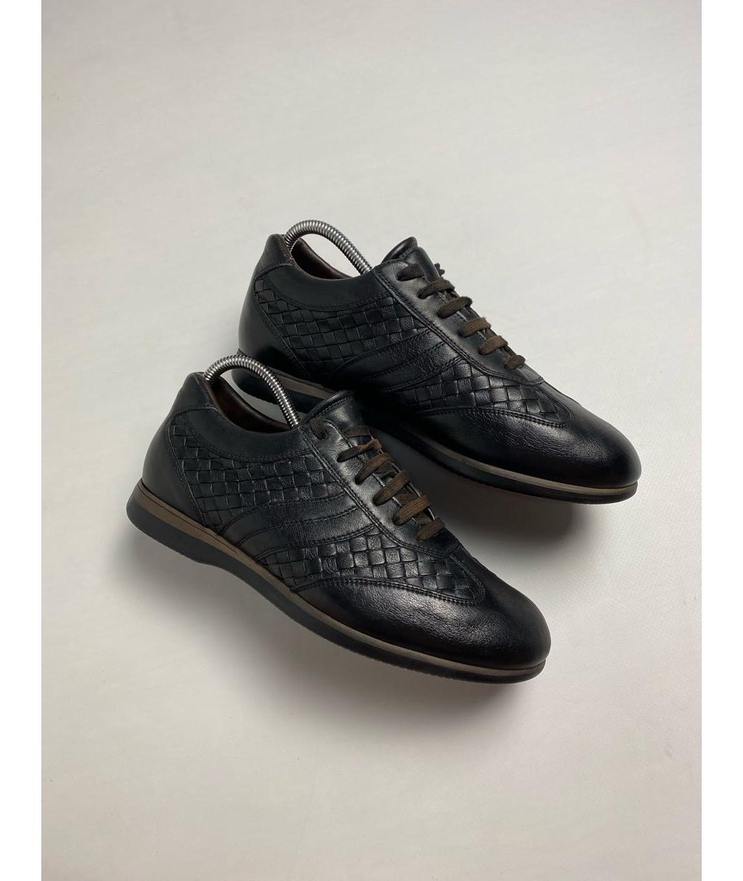 BOTTEGA VENETA Черные кожаные низкие кроссовки / кеды, фото 9