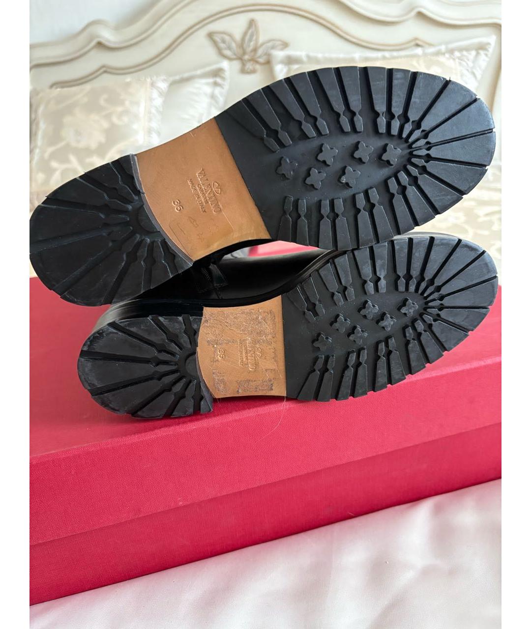 RED VALENTINO Черные кожаные ботфорты, фото 6