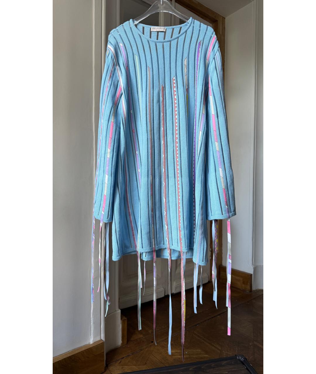 EMILIO PUCCI Голубое шерстяное повседневное платье, фото 8