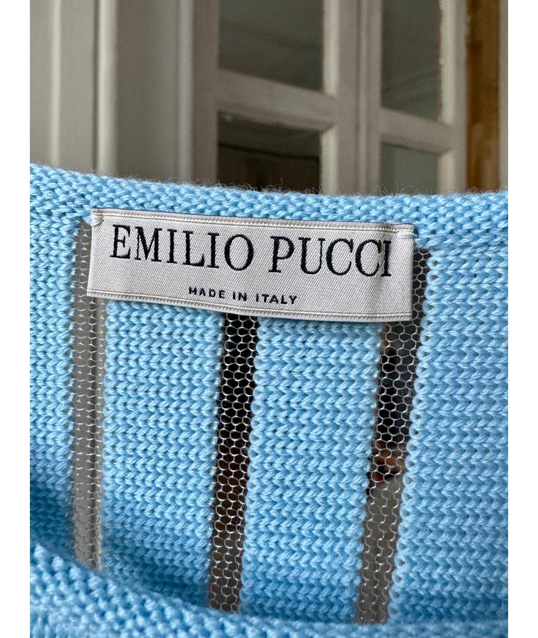 EMILIO PUCCI Голубое шерстяное повседневное платье, фото 6