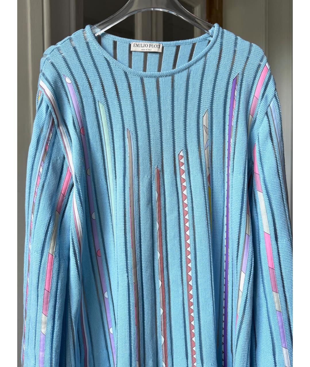 EMILIO PUCCI Голубое шерстяное повседневное платье, фото 4